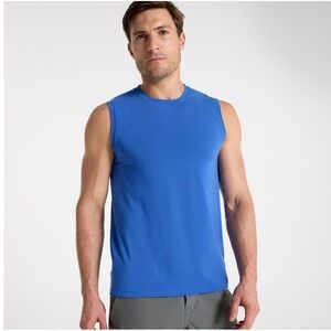 VRST Men's Icon Tank, Blue, L Sleeveless Workout Uv Protection 30+,